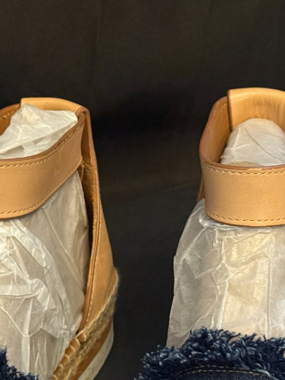 Authentic See by Chloé Denim Frayed Wedge Sandals (8) - Picture 11 of 14